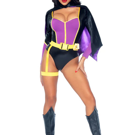 Batgirl Kostuum Zwart Paars Dames Bodysuit Leg Avenue