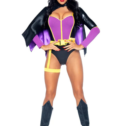 Batgirl Kostuum Zwart Paars Dames Bodysuit Leg Avenue