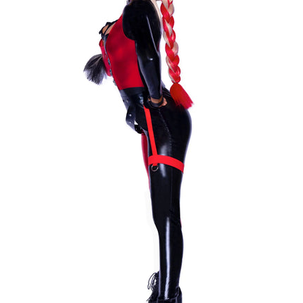 Harley Quinn Catsuit Rood Zwart Dames Leg Avenue