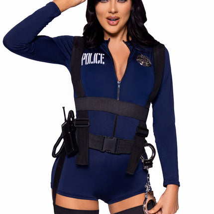 Politie Pak Blauw Dames Bodysuit Leg Avenue