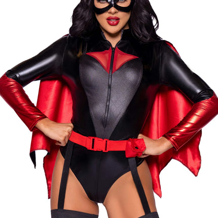 Batgirl Kostuum Zwart Rood Dames Bodysuit Leg Avenue