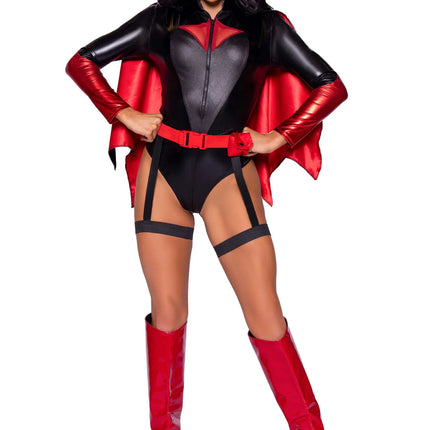 Batgirl Kostuum Zwart Rood Dames Bodysuit Leg Avenue