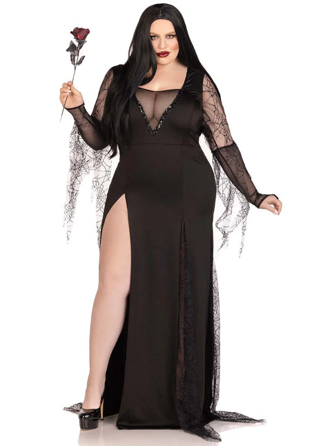 Morticia Jurk Dames Plus Size Leg Avenue