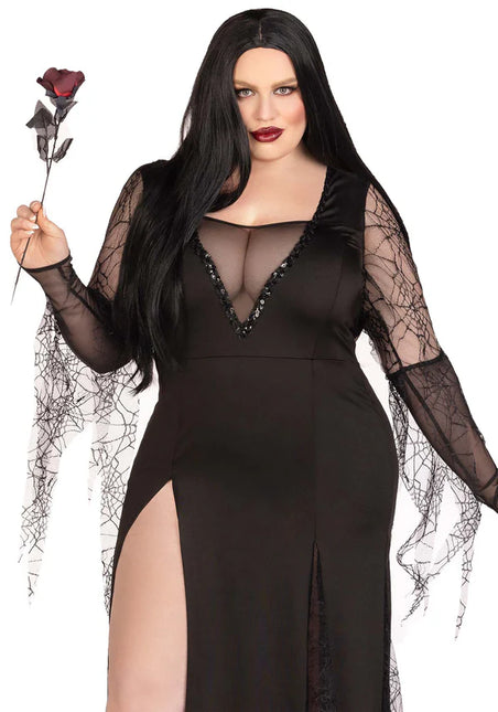 Morticia Jurk Dames Plus Size Leg Avenue