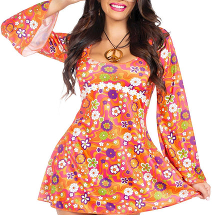 Hippie 60S Jurk Dames Bloemen Leg Avenue