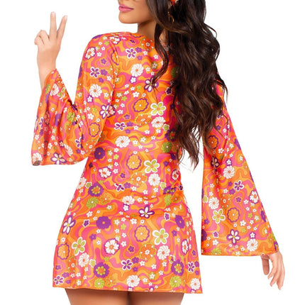 Hippie 60S Jurk Dames Bloemen Leg Avenue