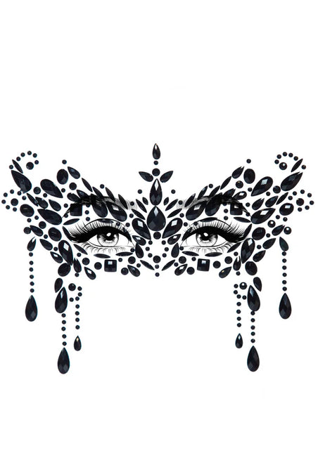 Zwarte Gezicht Stickers Masquerade Strass