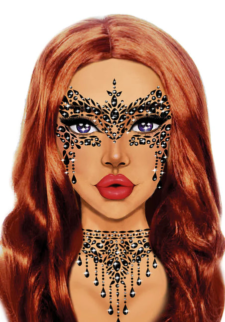 Zwarte Gezicht Stickers Masquerade Strass