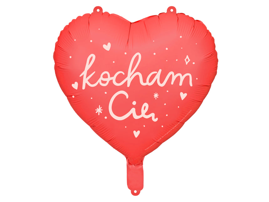 Foil balloon Heart ''Kocham Cię'', 45 cm, mix