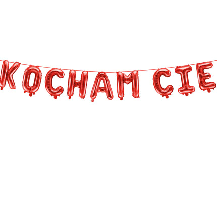 Foil balloon Kocham Cię, 285x40 cm, red