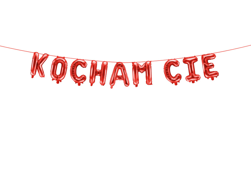 Foil balloon Kocham Cię, 285x40 cm, red