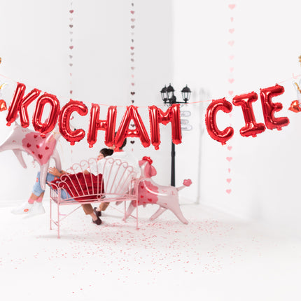 Foil balloon Kocham Cię, 285x40 cm, red