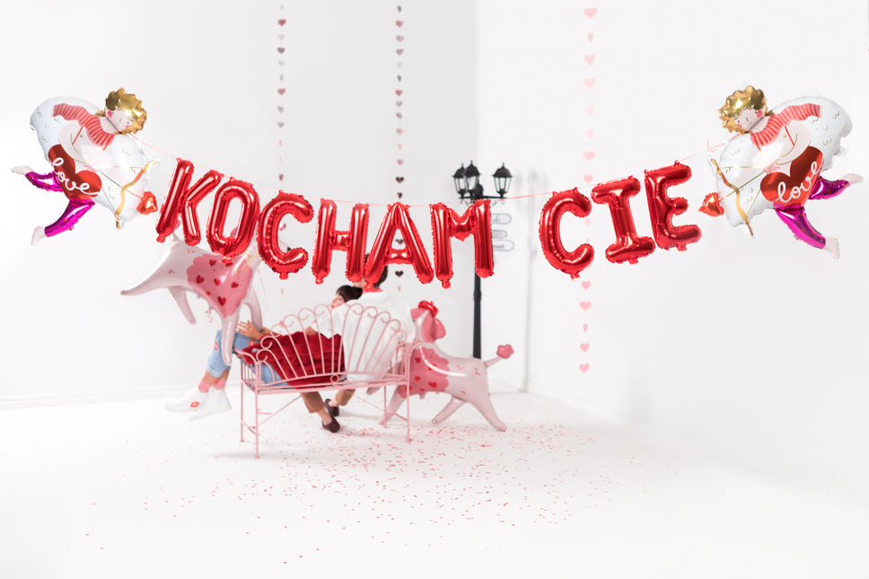 Foil balloon Kocham Cię, 285x40 cm, red