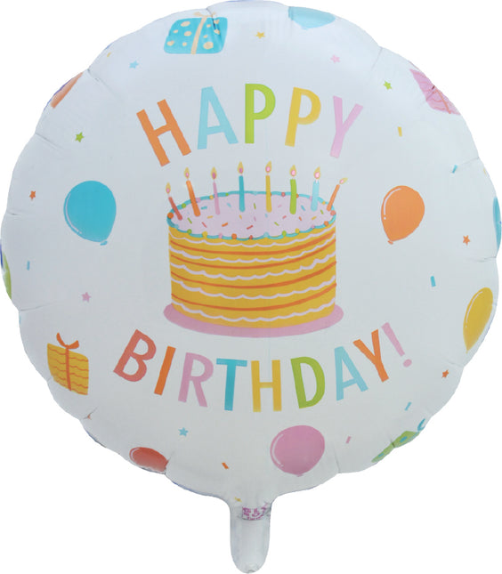 Happy Birthday Helium Ballon Taart Leeg 45cm