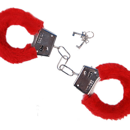 Handcuffs with fur, red