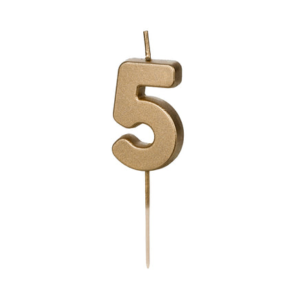 5 Jaar Kaars Goud 4,5cm