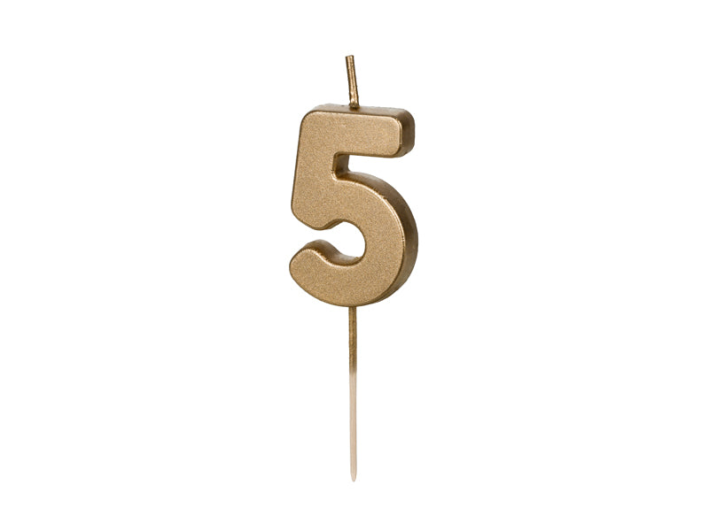 5 Jaar Kaars Goud 4,5cm