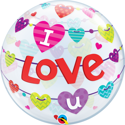 Bubbles Ballon 'I Love You' Hartjes - 56 cm