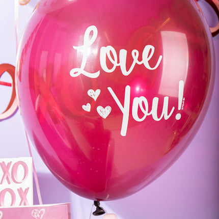 Ballonnen 'Love You!' Mix Roze 33cm - 6 stuks