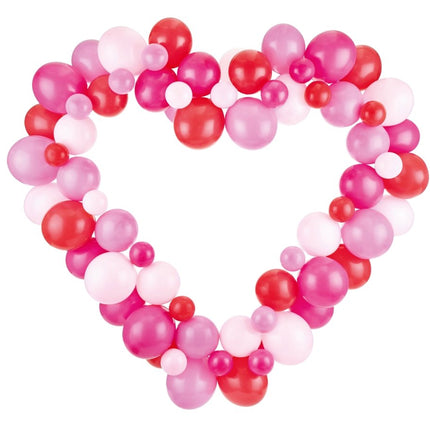 Balloon garland with frame, pink, 160 cm - Partywinkel - 5904555010635