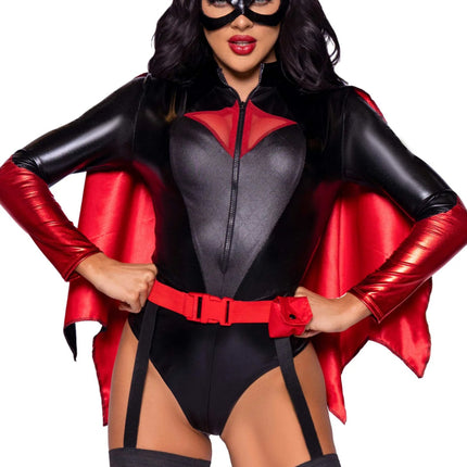 Batgirl Kostuum Zwart Rood Dames Bodysuit Leg Avenue - Partywinkel - 714718564357