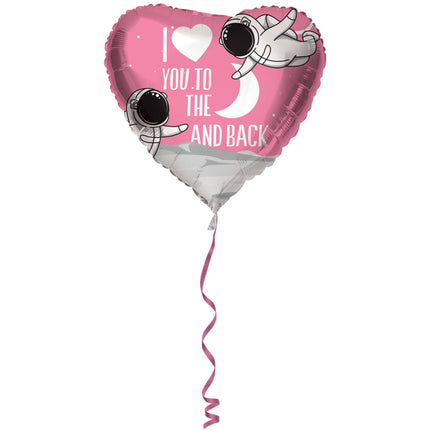 Roze 'I Love You To The Moon And Back' Folieballon - 45cm