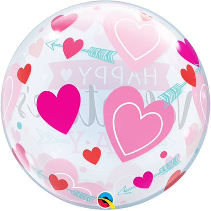 Bubbles Ballon 'Happy Valentine's Day' - 56cm - Partywinkel - 71444460484