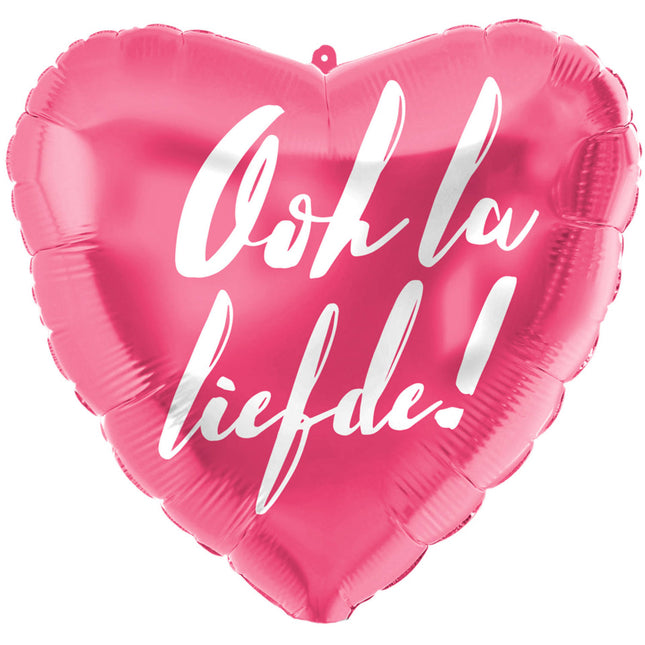 Folieballon Hartvormig 'Ooh la Liefde!' - 45cm