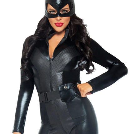 Catwoman Catsuit Zwart Dames Crime Fighter Leg Avenue - Partywinkel - 714718519494