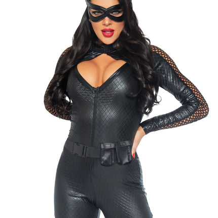 Catwoman Catsuit Zwart Dames Wicked Kitty Leg Avenue - Partywinkel - 714718506166