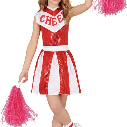 Cheerleader Jurk Rood Wit Meisje - Partywinkel - 8434077785126