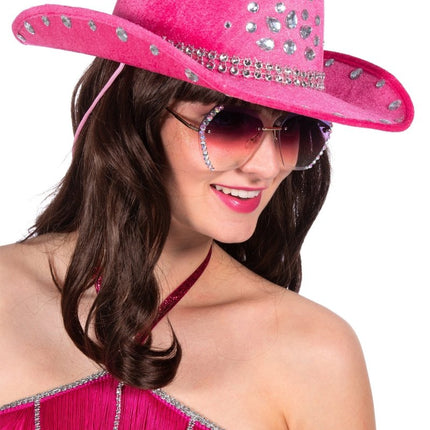 Cowboyhoed met strass steentjes - Partywinkel - 8720059070220