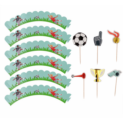 Cupcake Decoratie Set - Fantastic Football - 6 stuks