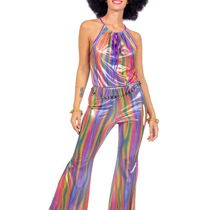 Disco catsuit rainbow - Partywinkel - 8720059076086