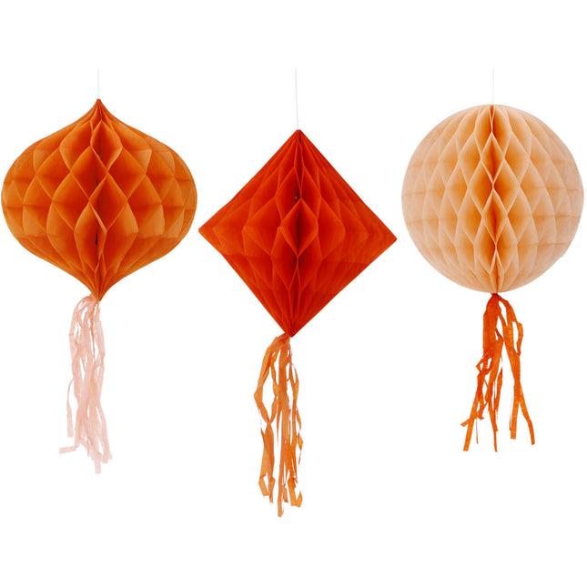 Honeycombs Oranje Mix 30cm 3st