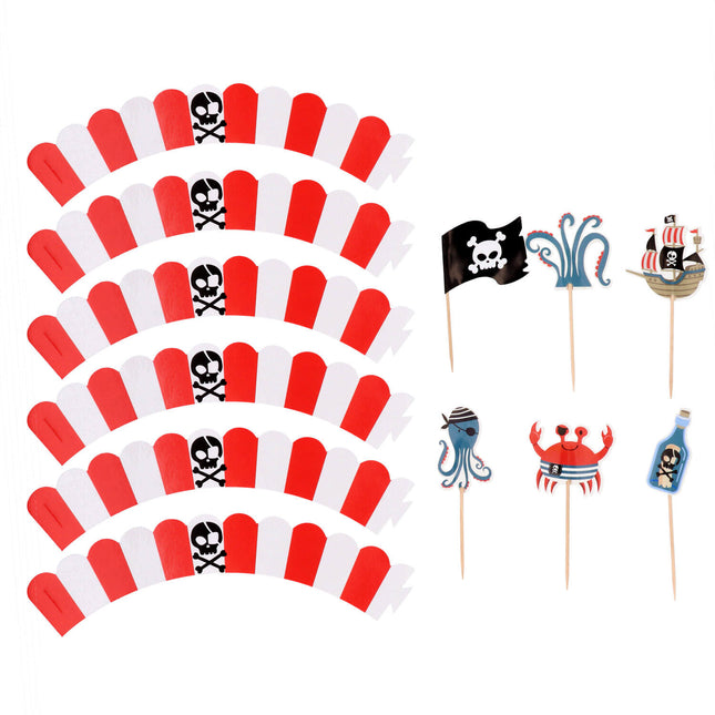 Cupcake Decoratie Set - Pirate Party - 6 sets