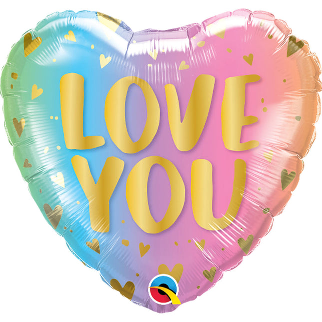 Folieballon 'Love You' Ombre & Hartjes - 45cm