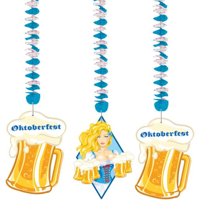 Oktoberfest Hangdecoratie Bierpullen 75cm 3st