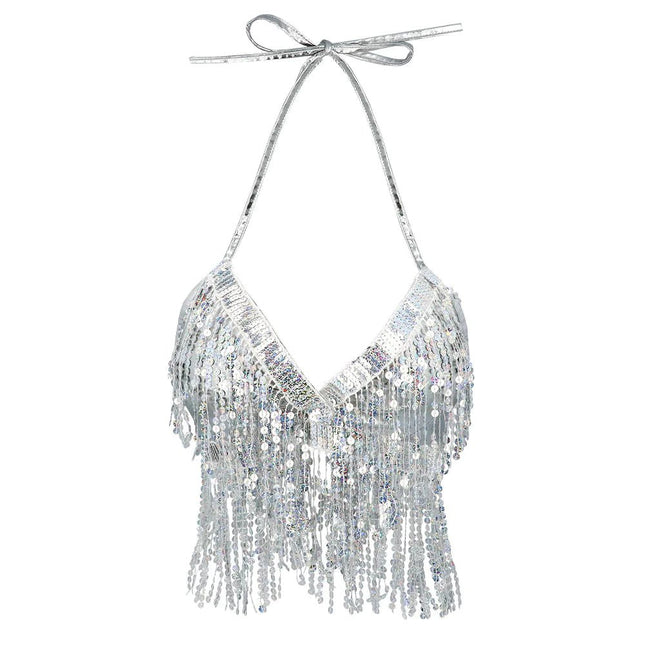 Festival Top Zilver Dames Franjes - Partywinkel - 8712026445728