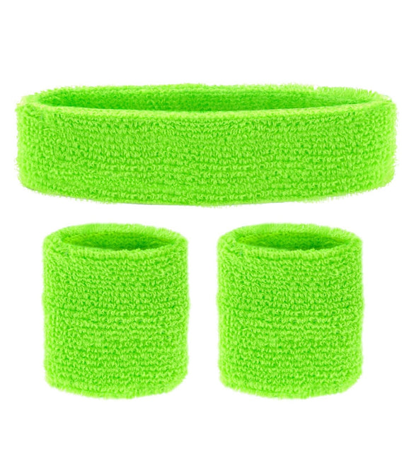 Neon Groene Zweetbandjes 2 delig