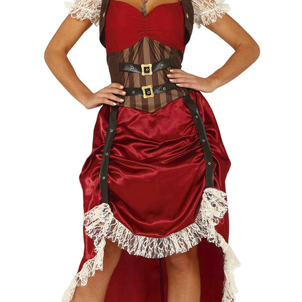 Steampunk Kostuum Dames Rood