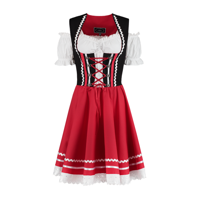 Oktoberfest Dirndl Jurk Oktoberfest Rood Wit Dames 2 Delig