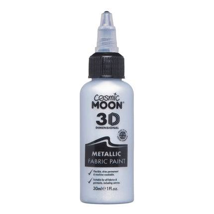 Cosmic Moon Metallic Fabric Paint Silver 30ml