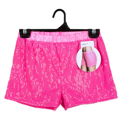 Korte Broek Pailletten Neonroze M