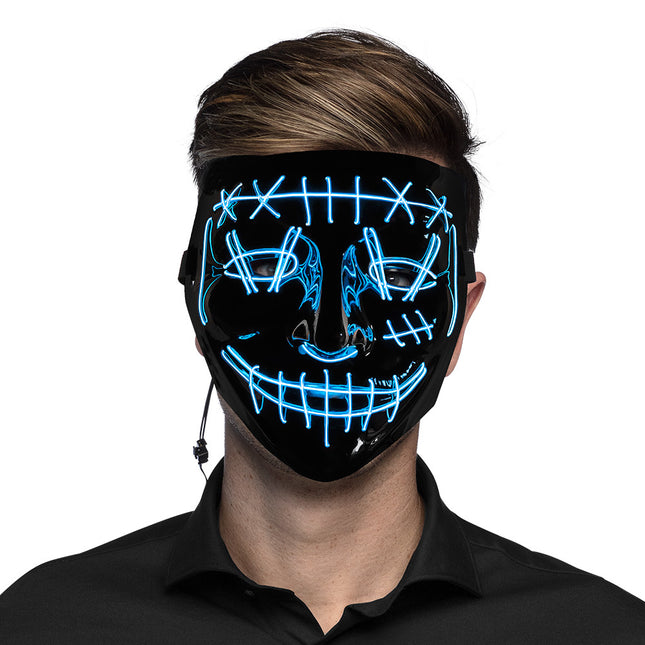 Halloween Led-Masker Killer Smile Blauw