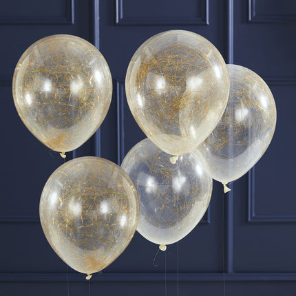 Gouden Confetti Ballon Engelen Haar 30cm 5st