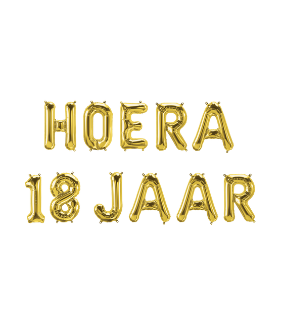 Gouden Ballonnen Set 18 Jaar Hoera 1,9m