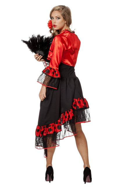 Spaanse Jurk Flamenco Rood Zwart