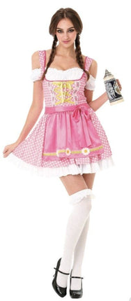 Dirndl Jurk Oktoberfest Roze Witte Stippen