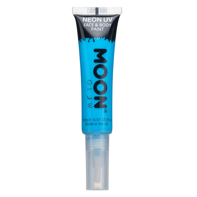 Moon Glow Neon UV Face Paint with Brush Applicator Intense Blue 15ml